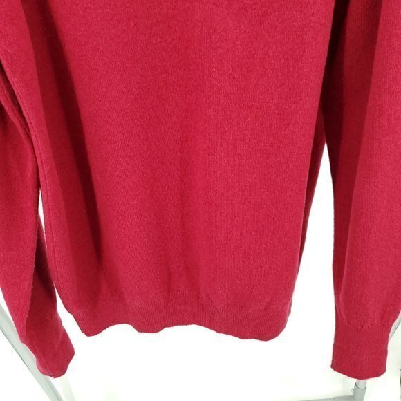 Men's 100% Lambswool Land's End V-Neck Sweater Large Tall Red Made in Scotland - Picture 11 of 14